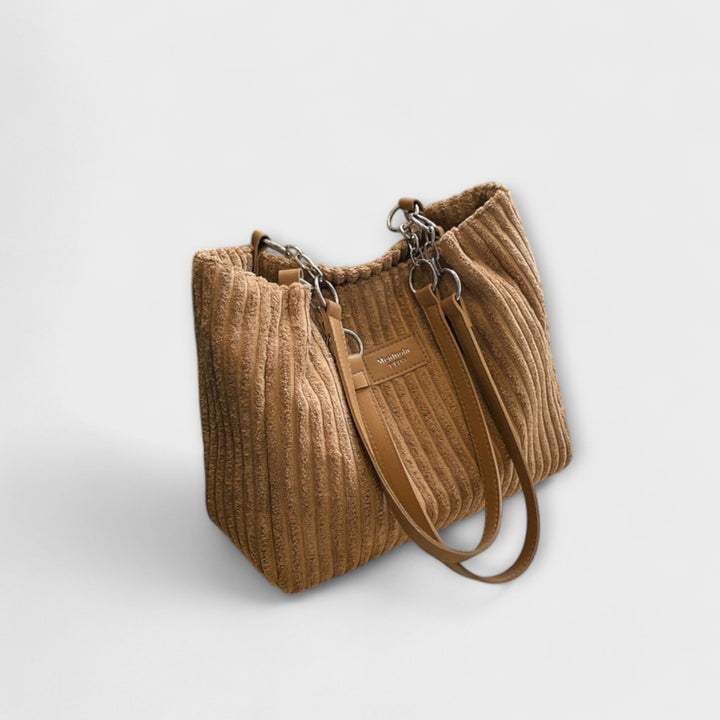 Mujer Bolso de Hombro Pana Elegante para Diario en Caqui
