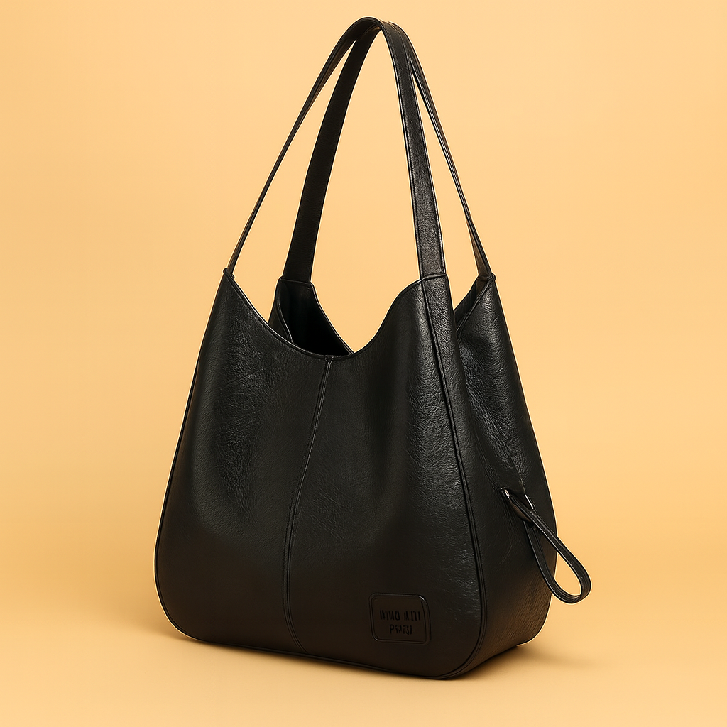 Mujer Bolso Vintage Texturizado de Cuero en Negro