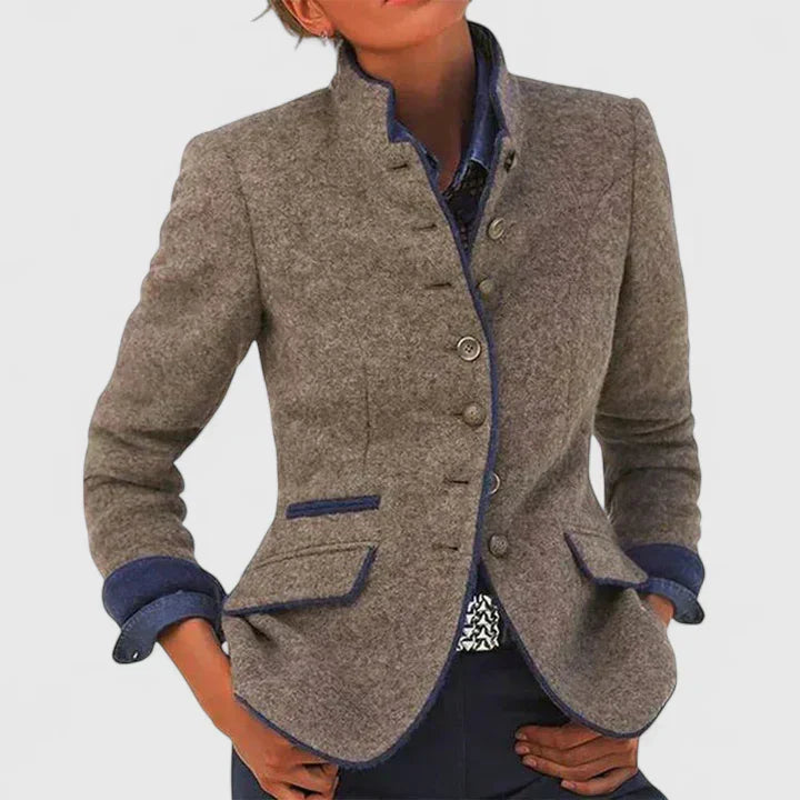 Mujer Cardigan de Punto Elegante Ejecutivo en Karamell
