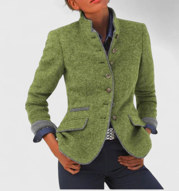 Mujer Cardigan de Punto Elegante Ejecutivo en Verde