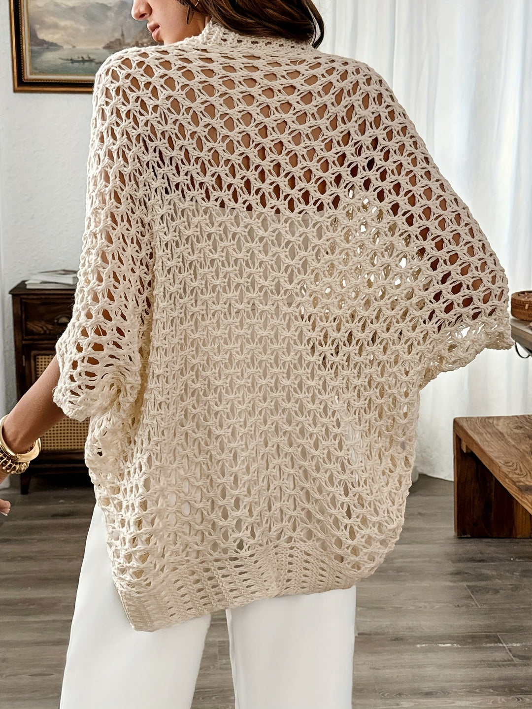 Mujer Cardigan Punto Drapé Elegante (4)