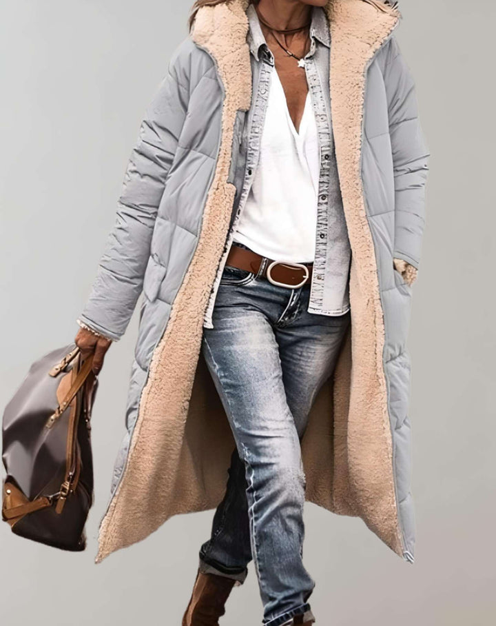 Mujer Chaqueta de Plumón Acolchada para Otoño en Gris