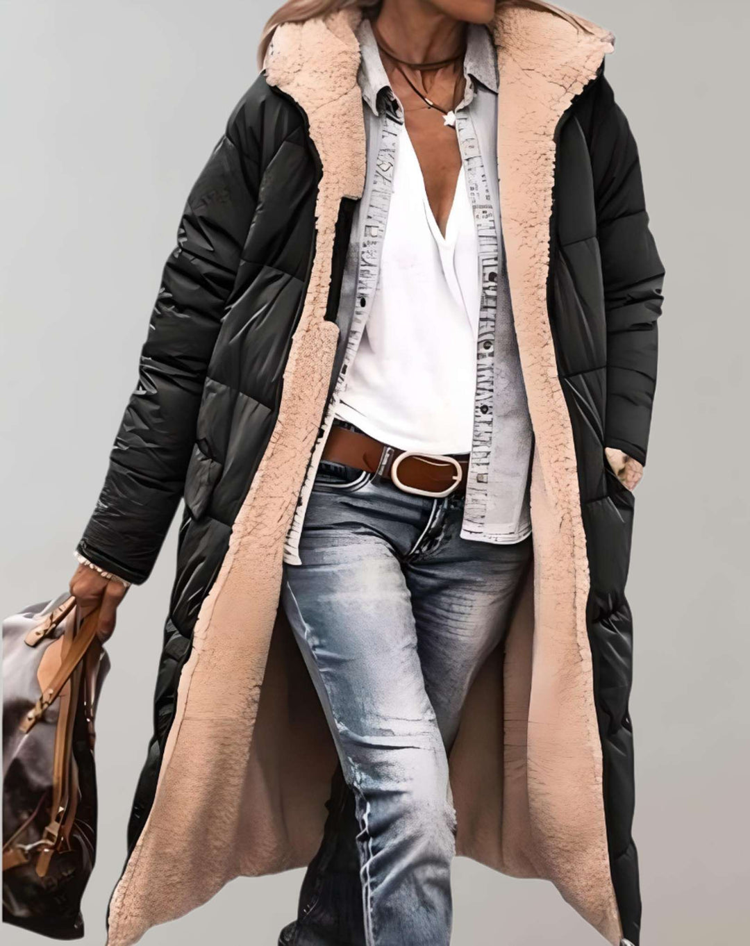 Mujer Chaqueta de Plumón Acolchada para Otoño en Negro