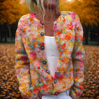 Aitana | Damen Strickjacke mit Blumenmuster für den Herbst