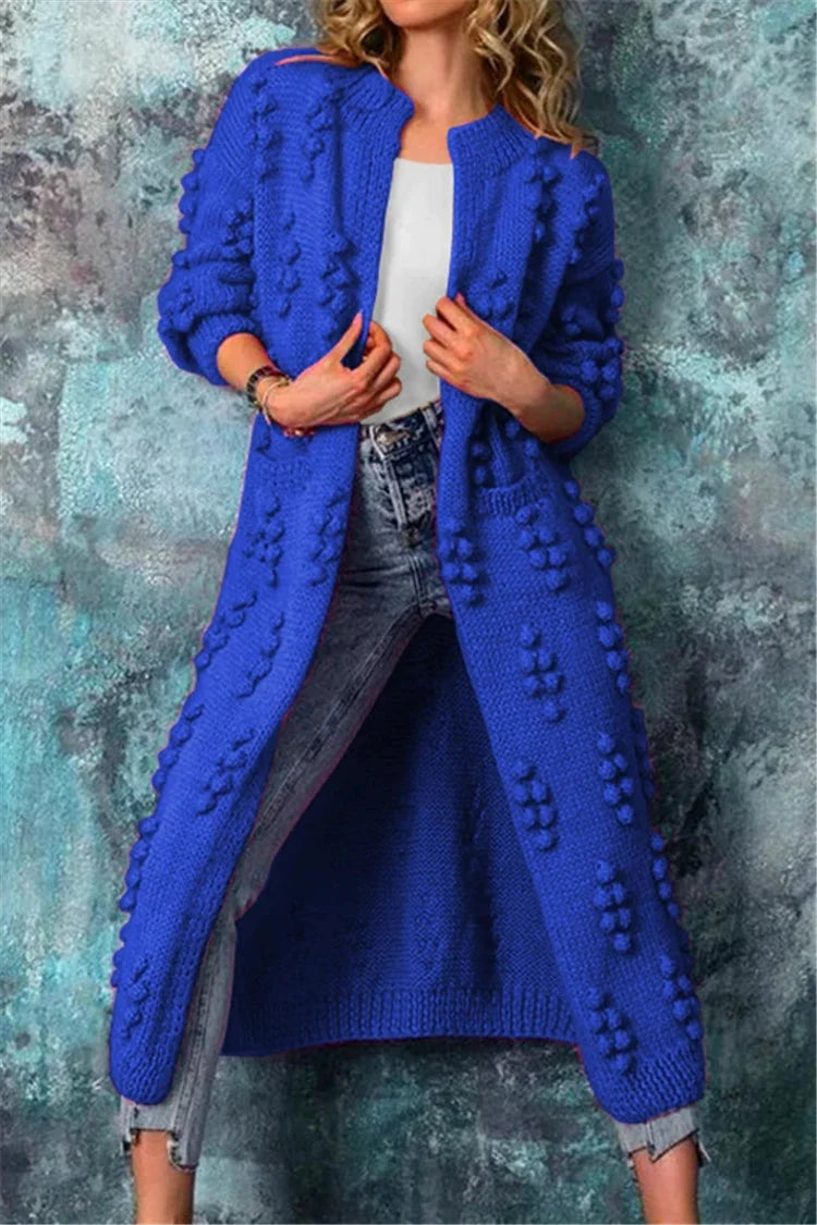 Mujer Chaqueta de Punto Larga para Otoño en Azul