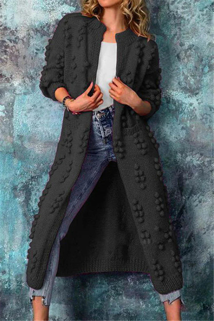 Mujer Chaqueta de Punto Larga para Otoño en Negro