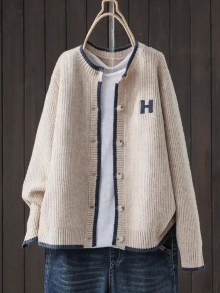 Mujer Chaqueta de Punto Oversized para Capas en Caqui