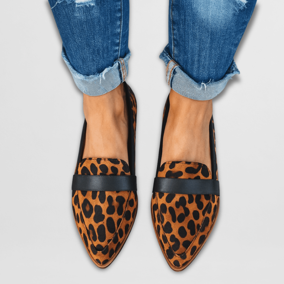 Mujer Loafer Gamuza Puntiagudo Atemporal en Leopard