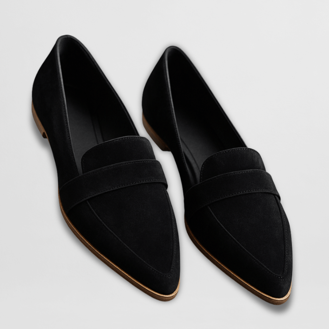 Mujer Loafer Gamuza Puntiagudo Atemporal en Negro