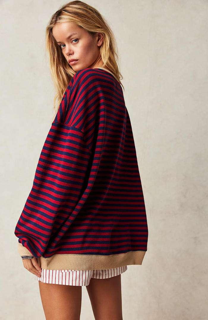 Mujer Pullover a Rayas Oversize (6)