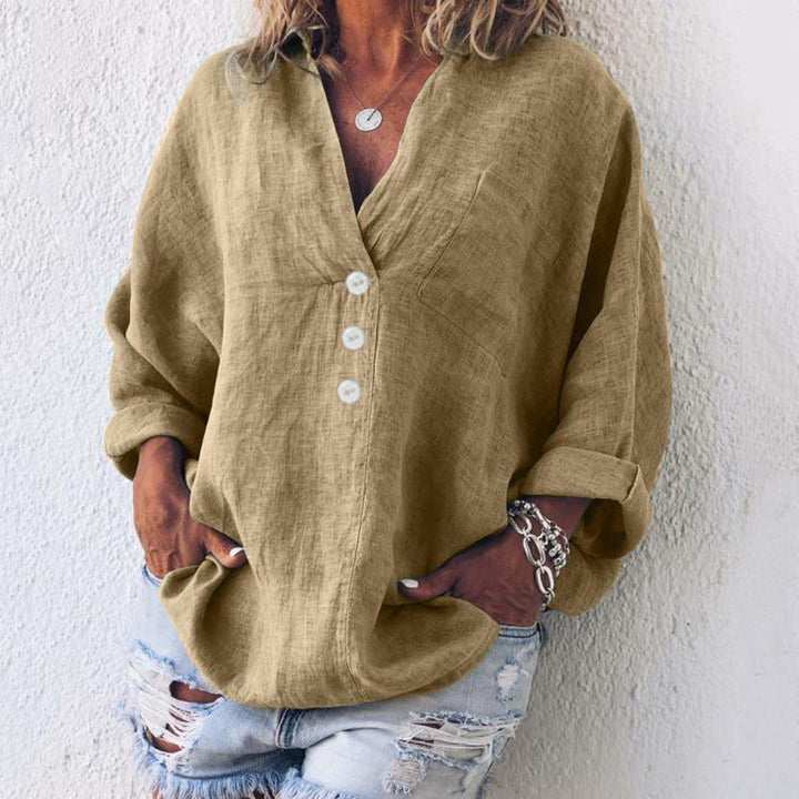 Mujer Pullover Elegante Minimalista en Caqui