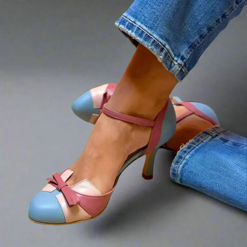 Mujer Tacones Elegantes con Lazos para Verano en Azul