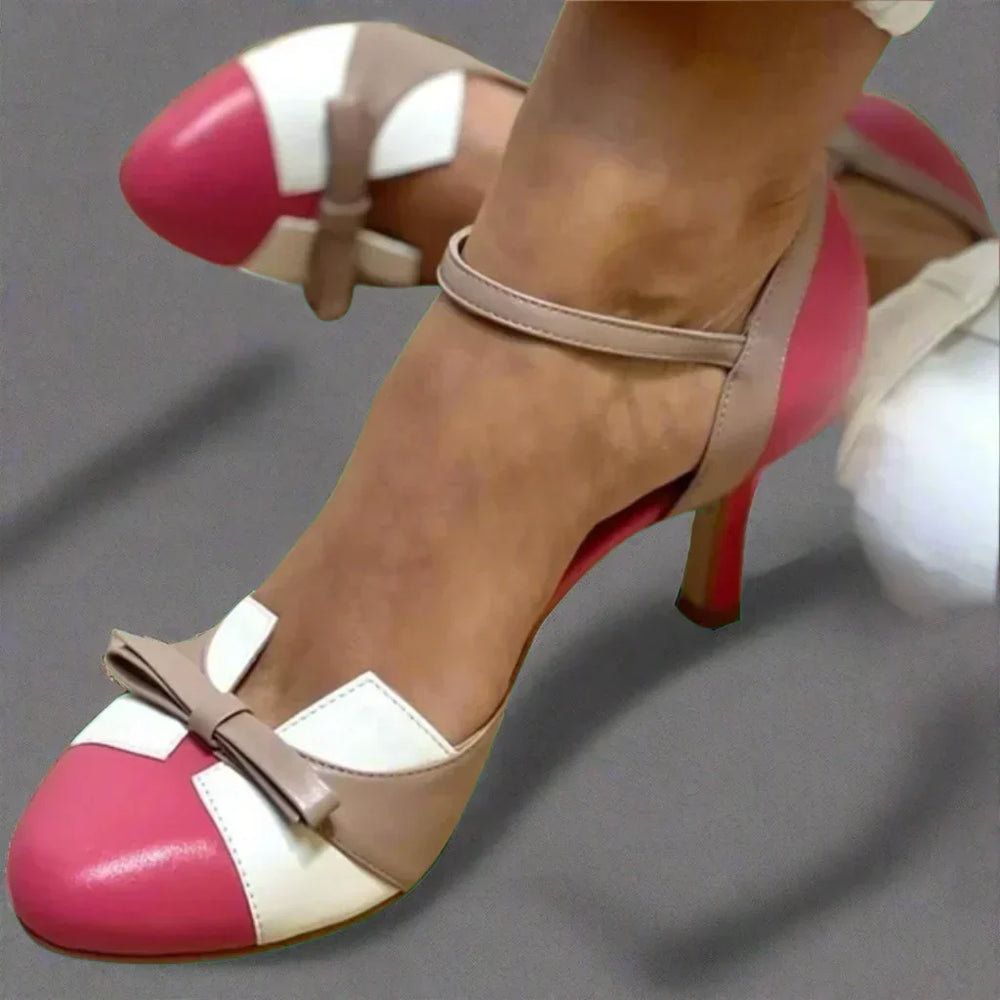 Mujer Tacones Elegantes con Lazos para Verano en Rosa