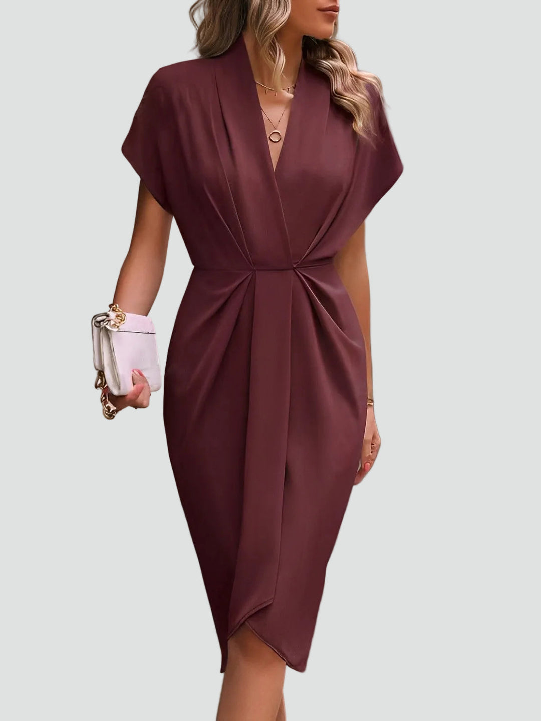 Mujer Vestido Cóctel Midi Cruzado Elegante (6)