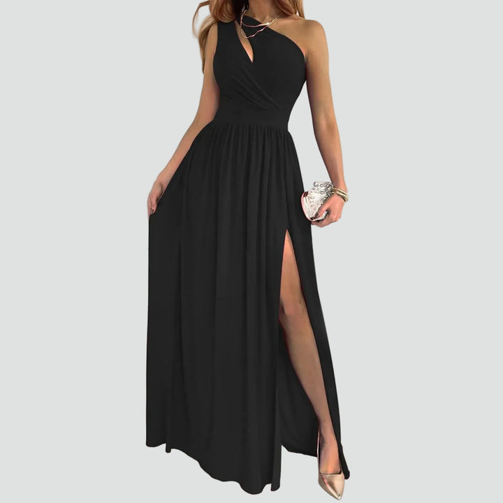 Mujer Vestido de Cóctel Maxi Asimétrico en Negro
