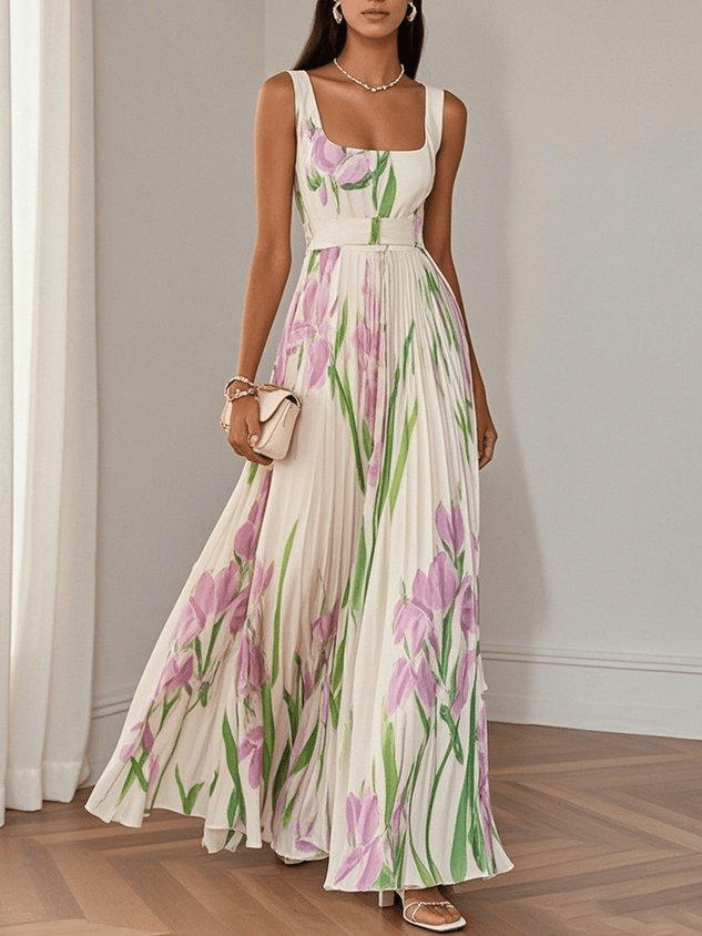Mujer Vestido de Invitada de Boda Floral Maxi en Blanco