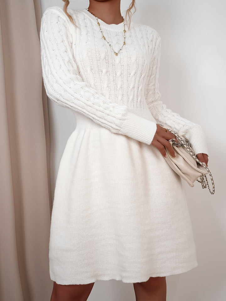 Mujer vestido de punto corto para otoño (10)