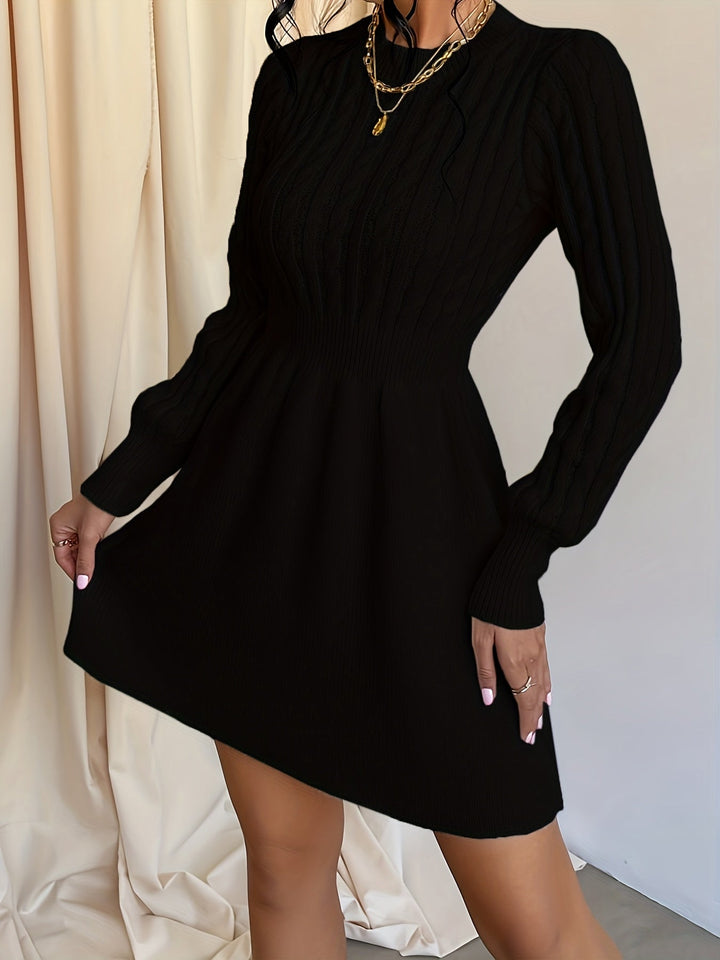 Mujer vestido de punto corto para otoño (2)