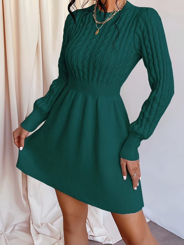 Mujer vestido de punto corto para otoño (3)
