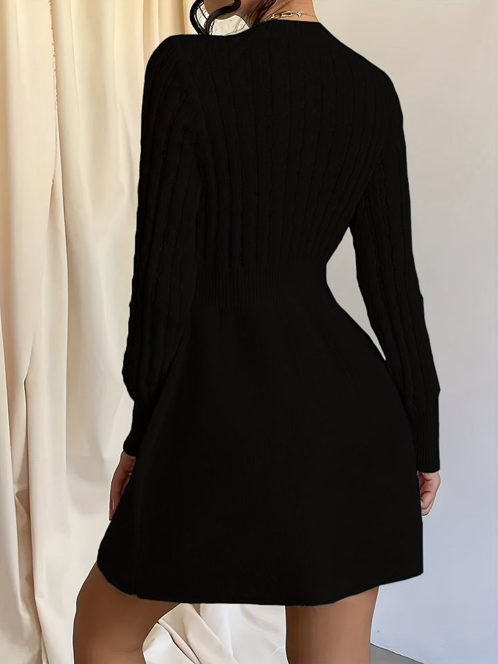 Mujer vestido de punto corto para otoño (5)