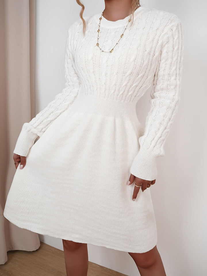 Mujer vestido de punto corto para otoño (6)