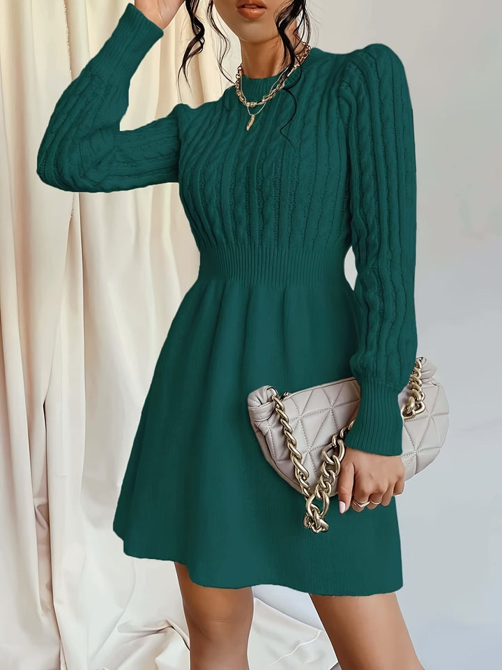 Mujer vestido de punto corto para otoño (7)