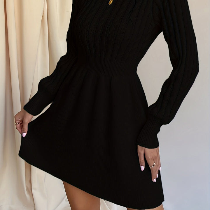Mujer vestido de punto corto para otoño en Negro