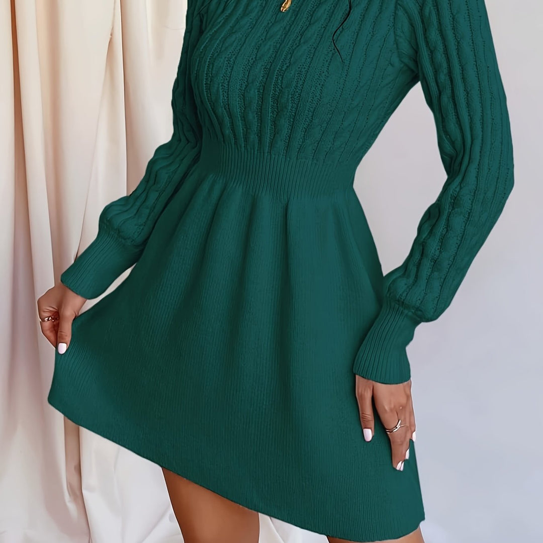 Mujer vestido de punto corto para otoño en Verde oscuro