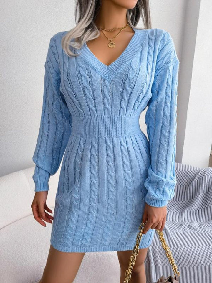 Mujer Vestido de Punto Midi para Otoño en Azul