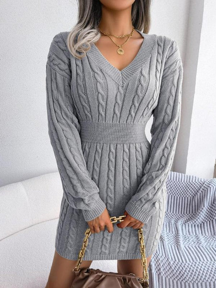 Mujer Vestido de Punto Midi para Otoño en Gris