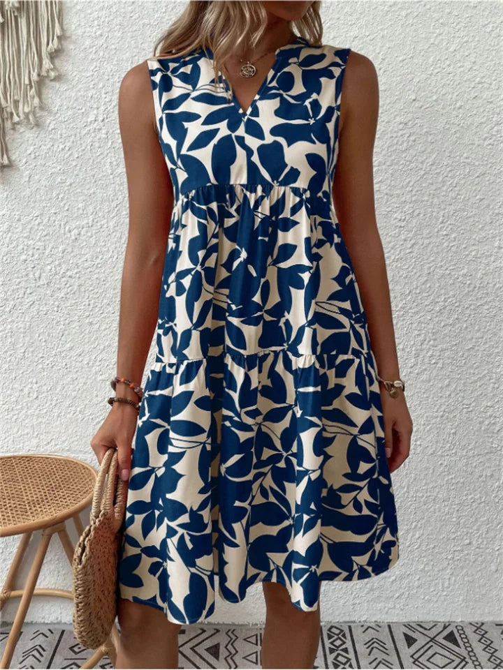 Mujer Vestido de Verano Elegante en Azul