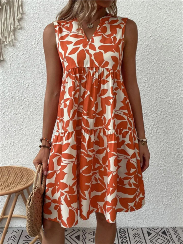 Mujer Vestido de Verano Elegante en Rojo