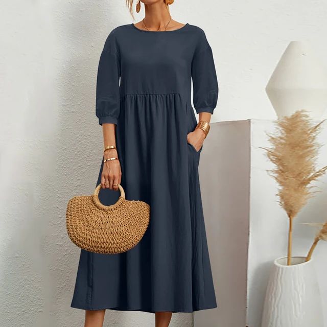 Mujer Vestido de Verano Maxi en Azul marino