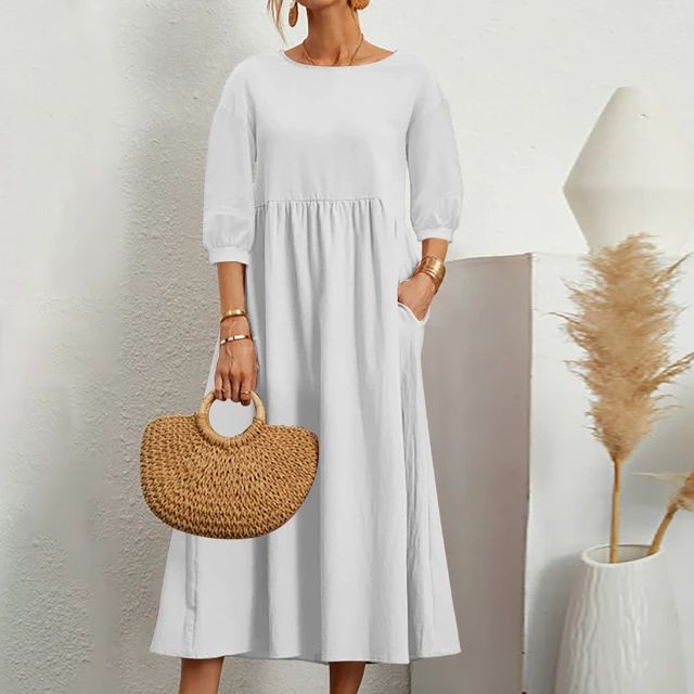 Mujer Vestido de Verano Maxi en Blanco