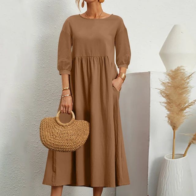 Mujer Vestido de Verano Maxi en Marrón