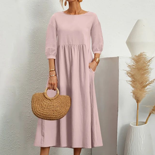 Mujer Vestido de Verano Maxi en Rosa