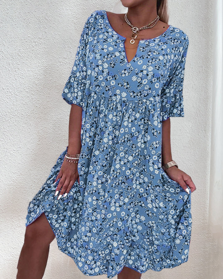 Mujer Vestido de Verano Midi en Azul