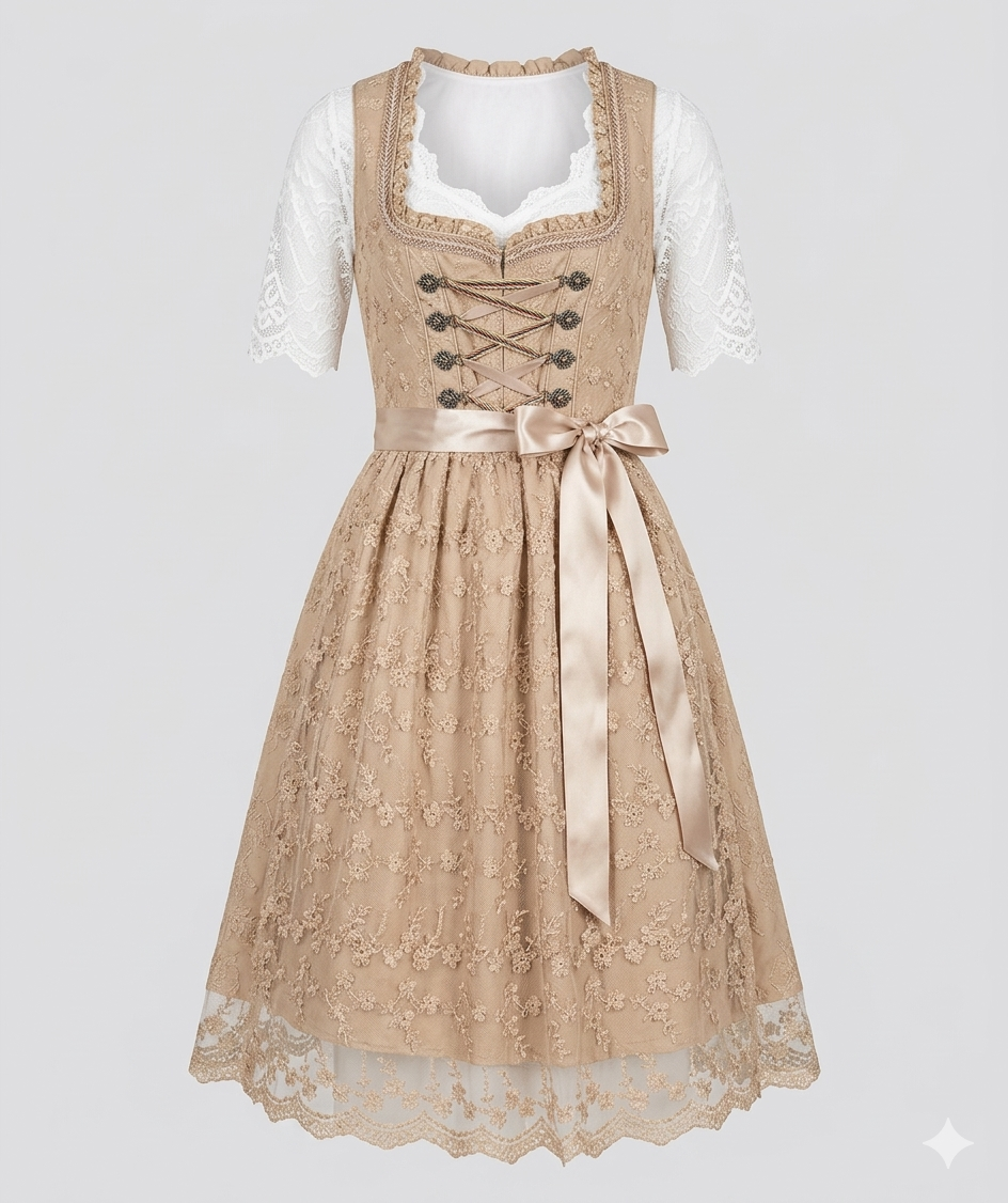 Mujer Vestido Dirndl Encaje Oktoberfest Otoño (2)