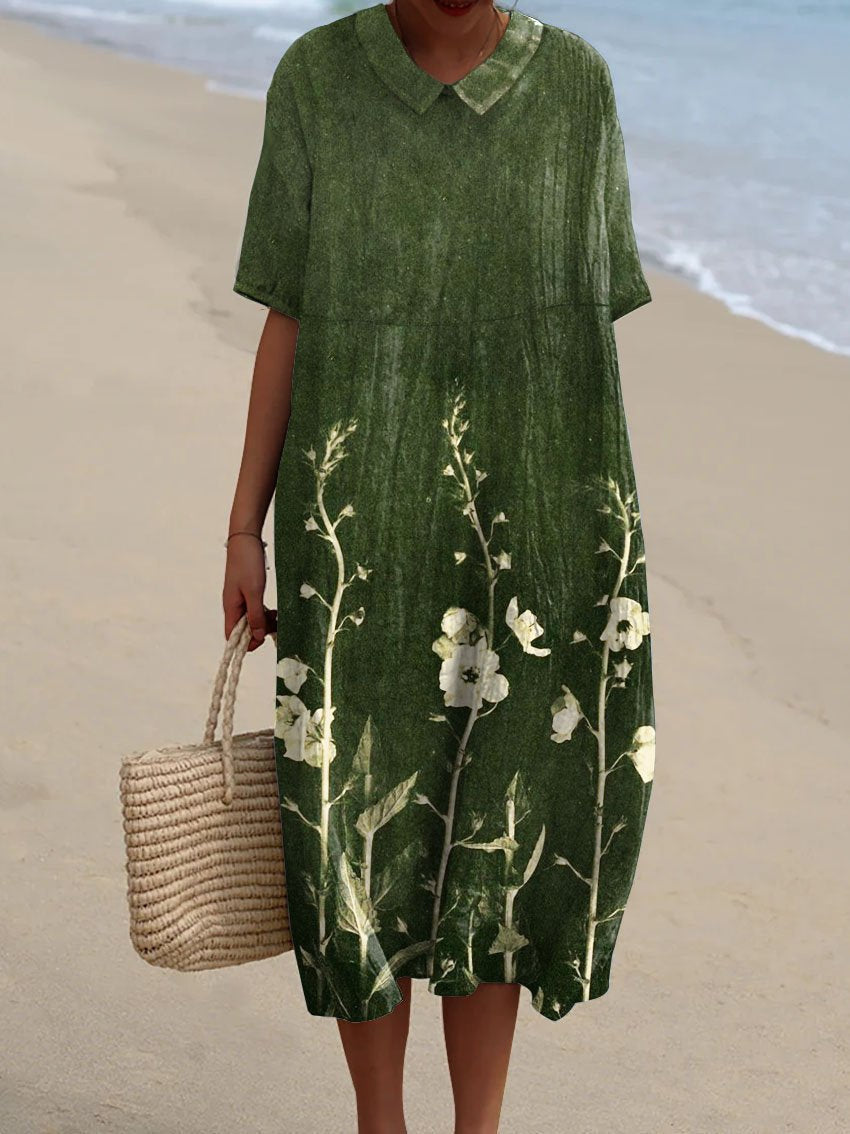 Mujer vestido elegante floral para verano en Verde