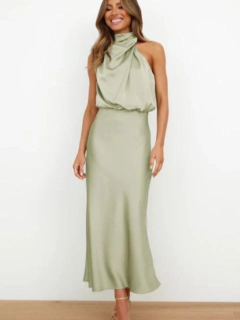 Mujer Vestido Festivo Midi de Otoño en Armeégrün