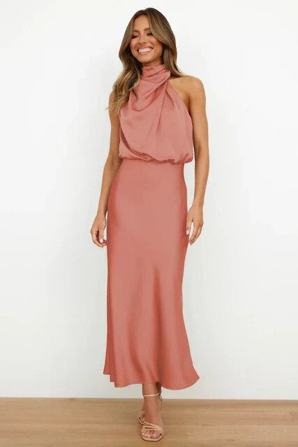 Mujer Vestido Festivo Midi de Otoño en Rosa