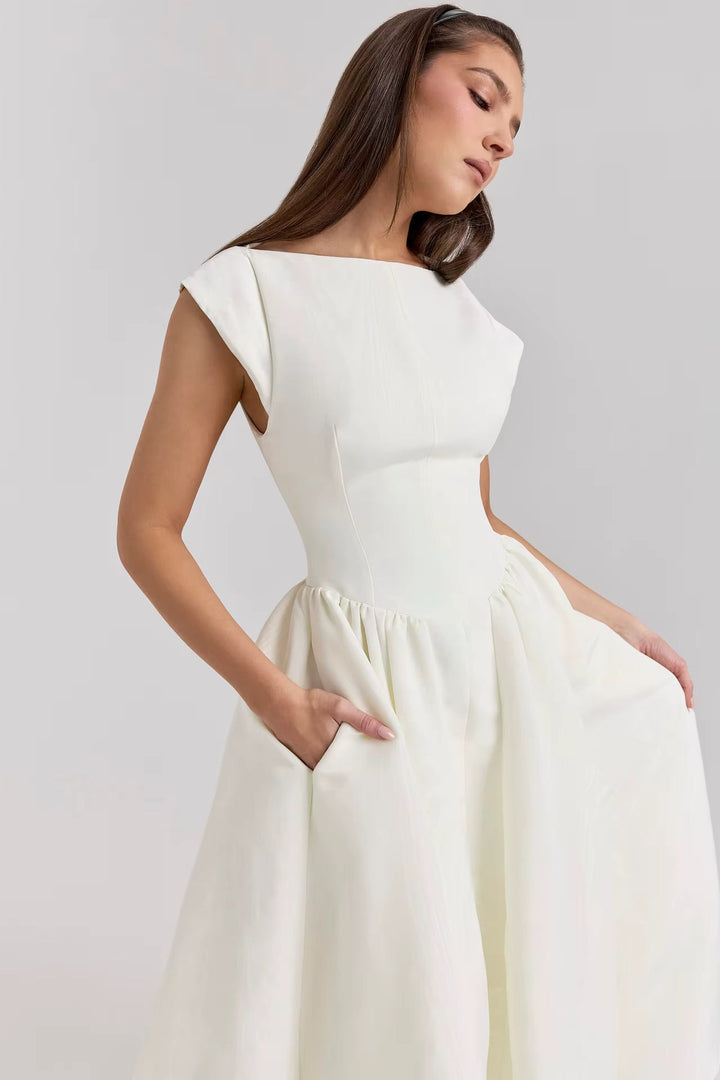 Mujer Vestido Midi Estructurado para Invitada de Boda (2)