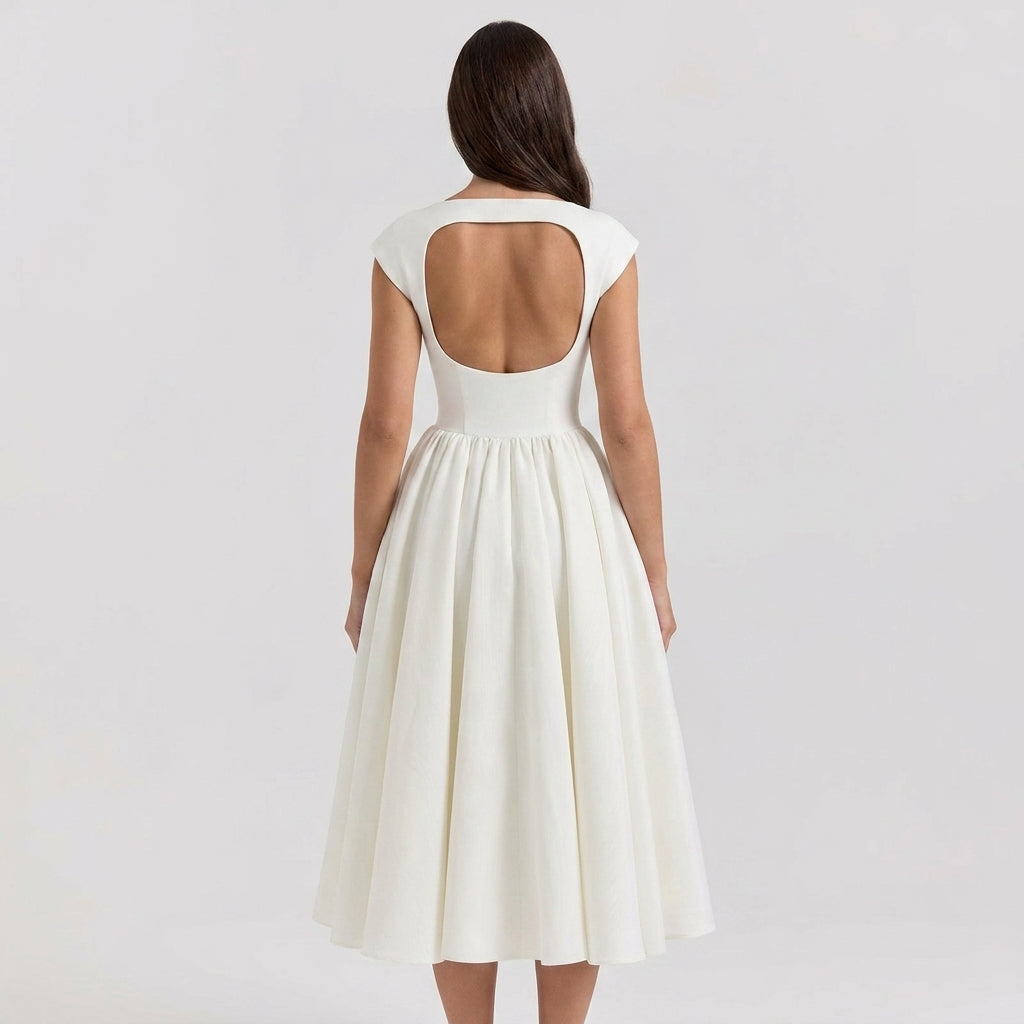 Mujer Vestido Midi Estructurado para Invitada de Boda (3)