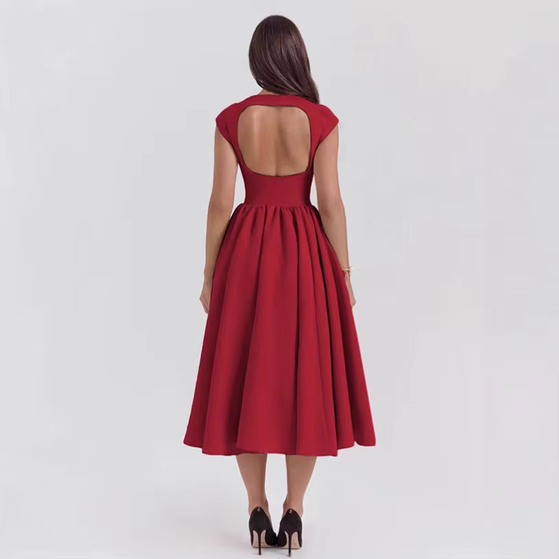 Mujer Vestido Midi Estructurado para Invitada de Boda (7)