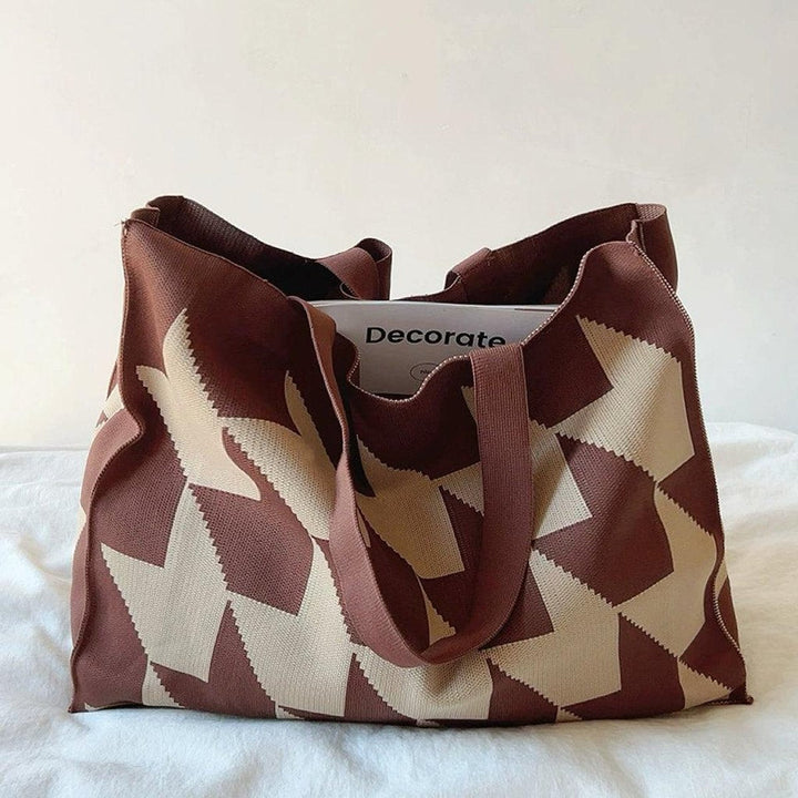 Oversized Graphic Canvas Tote Bag en Marrón