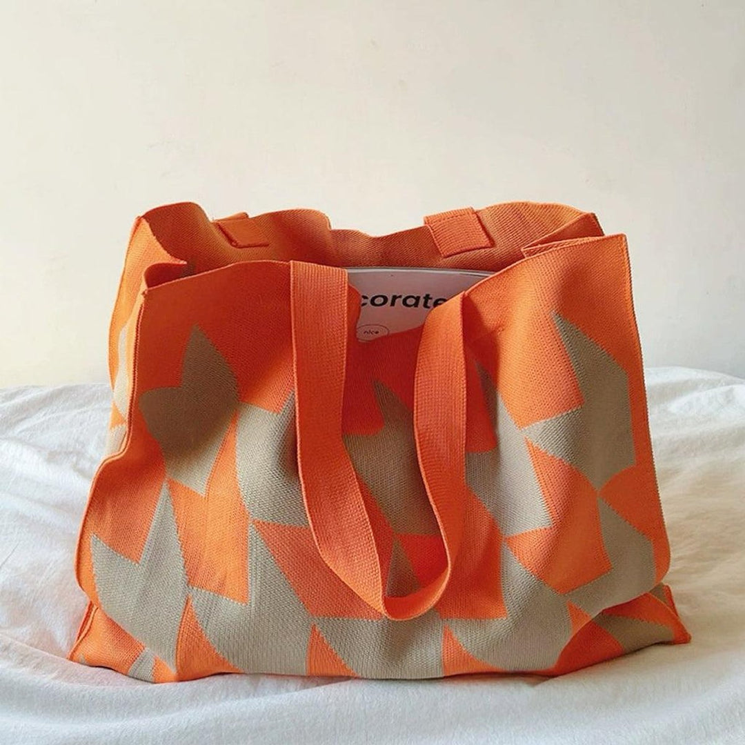 Oversized Graphic Canvas Tote Bag en Naranja