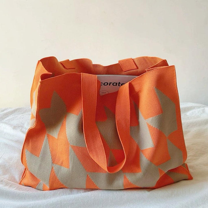 Oversized Graphic Canvas Tote Bag en Naranja