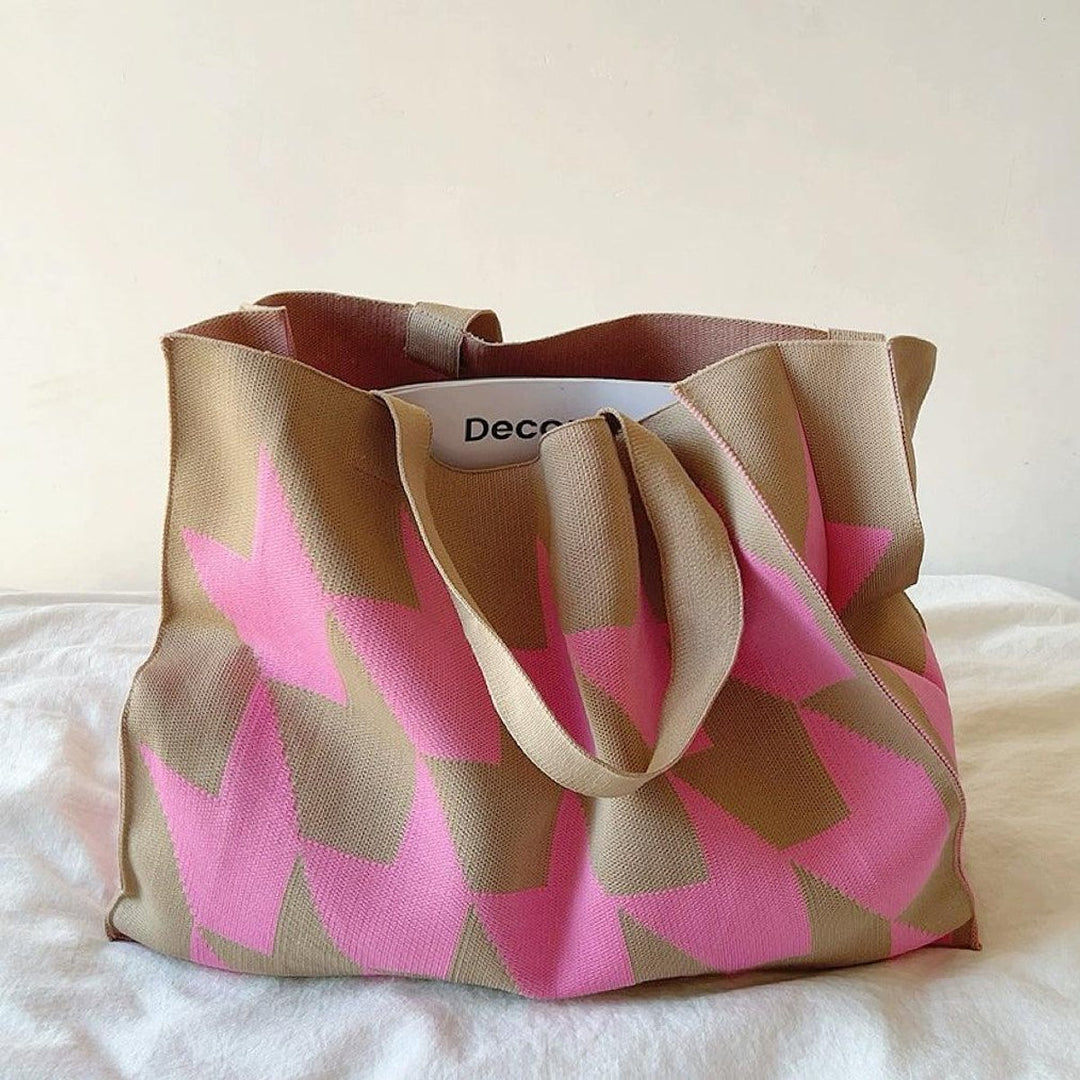 Oversized Graphic Canvas Tote Bag en Rosa