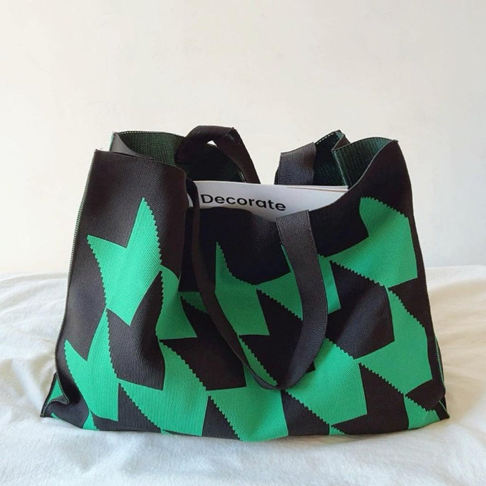 Oversized Graphic Canvas Tote Bag en Verde
