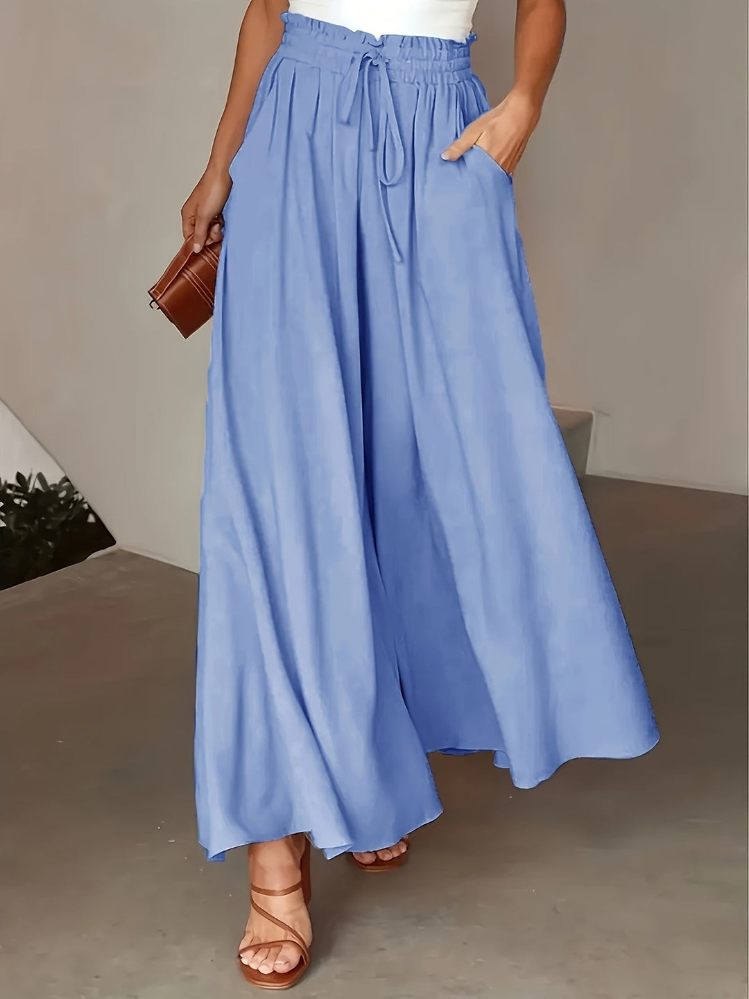 Pantalones anchos cómodos de verano en Azul claro